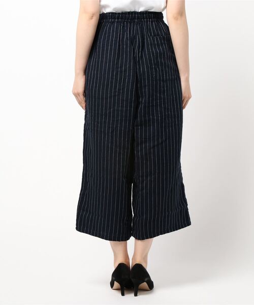 美品 プランテーション×UCHINO ストライプ マシュマロガーゼパンツ 紺 M 美品 プランテーション×UCHINO ストライプ マシュマロガーゼ
