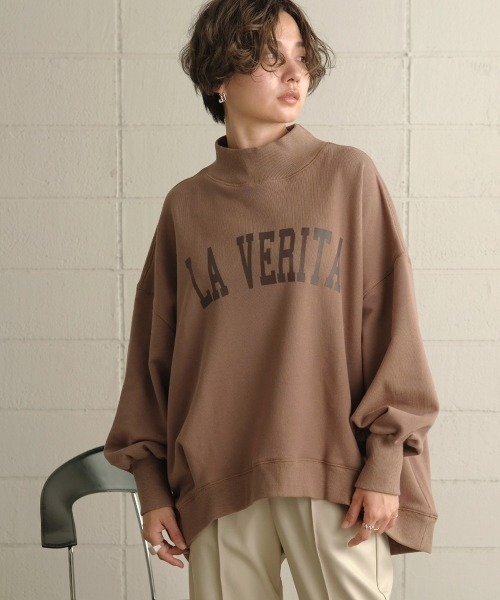 Bab（バブ）の「【WEB限定】カレッジロゴスウェットビッグシルエットプルオーバー（スウェット・レディース・ブラック/チャコールグレー/モカ/グリーン・FREE）」の4枚目の写真