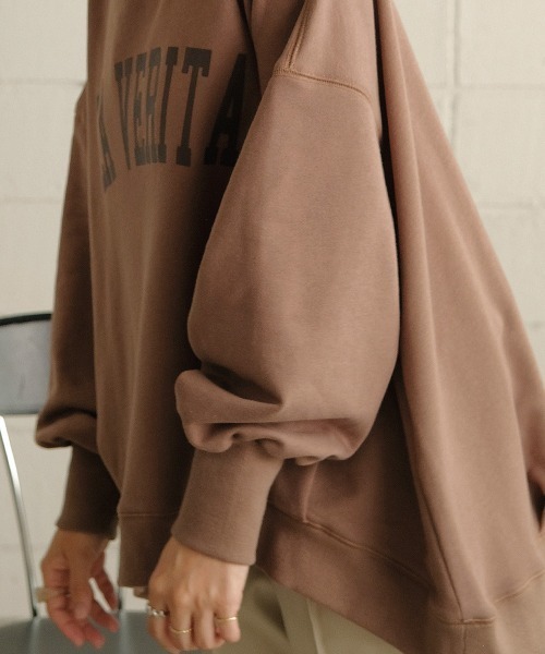 Bab（バブ）の「【WEB限定】カレッジロゴスウェットビッグシルエットプルオーバー（スウェット・レディース・ブラック/チャコールグレー/モカ/グリーン・FREE）」の18枚目の写真