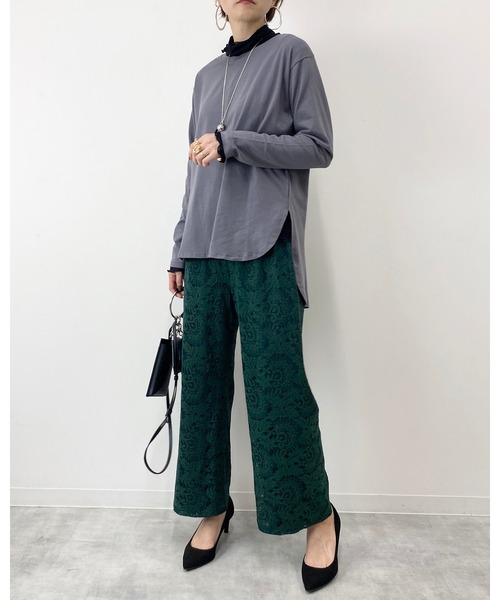 She's Closet（シーズクローゼット）の「ラウンドスリット長袖ロングtシャツ（Tシャツ/カットソー・レディース・ブラック/アイボリー/モカ/チャコール・FREE）」の7枚目の写真