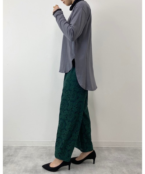 She's Closet（シーズクローゼット）の「ラウンドスリット長袖ロングtシャツ（Tシャツ/カットソー・レディース・ブラック/アイボリー/モカ/チャコール・FREE）」の8枚目の写真
