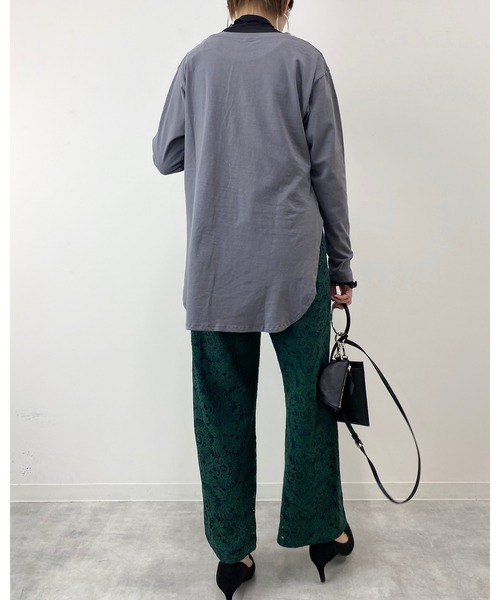 She's Closet（シーズクローゼット）の「ラウンドスリット長袖ロングtシャツ（Tシャツ/カットソー・レディース・ブラック/アイボリー/モカ/チャコール・FREE）」の16枚目の写真