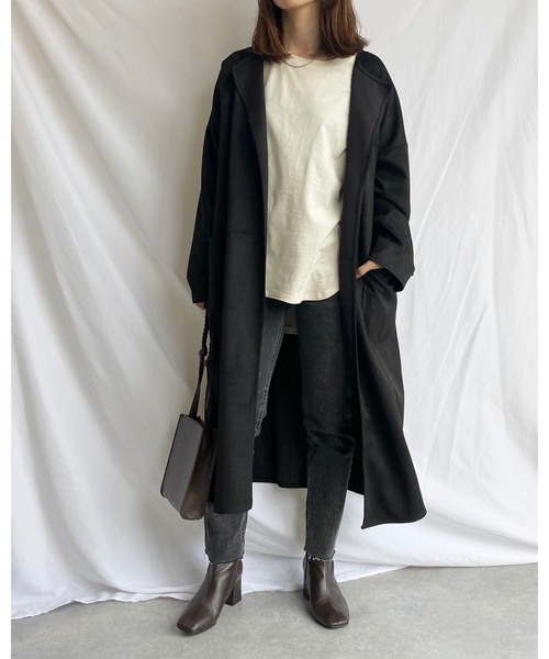She's Closet（シーズクローゼット）の「ラウンドスリット長袖ロングtシャツ（Tシャツ/カットソー・レディース・ブラック/アイボリー/モカ/チャコール・FREE）」の19枚目の写真