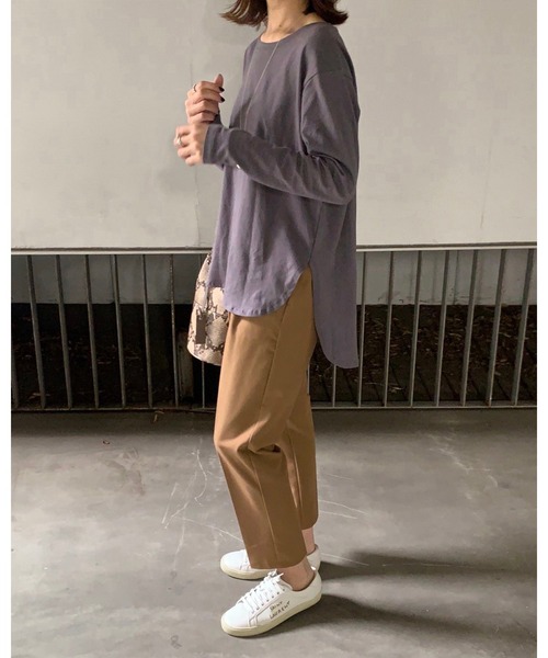 She's Closet（シーズクローゼット）の「ラウンドスリット長袖ロングtシャツ（Tシャツ/カットソー・レディース・ブラック/アイボリー/モカ/チャコール・FREE）」の20枚目の写真