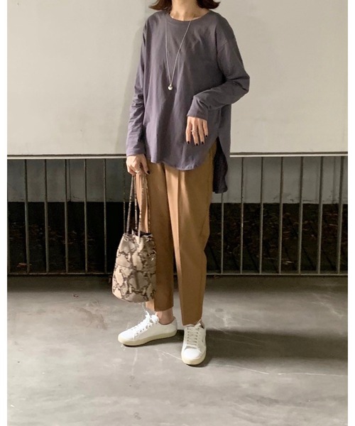 She's Closet（シーズクローゼット）の「ラウンドスリット長袖ロングtシャツ（Tシャツ/カットソー・レディース・ブラック/アイボリー/モカ/チャコール・FREE）」の21枚目の写真