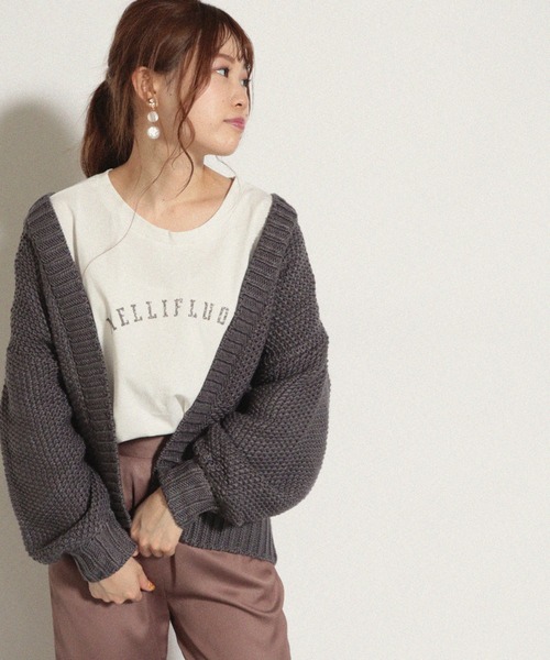 Cheek(チーク)の「MELLIFLUOUSプリントBIGロングTシャツ(Tシャツ/カットソー・レディース・アイボリー/オフホワイト/チャコールグレー・MEDIUM)」の4枚目の写真