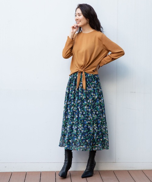 NARACAMICIE(ナラカミーチェ)の「《セットアップ対応》シフォンフラワープリントスカート(スカート・レディース・ネイビー/ブラウン・MEDIUM)」の19枚目の写真