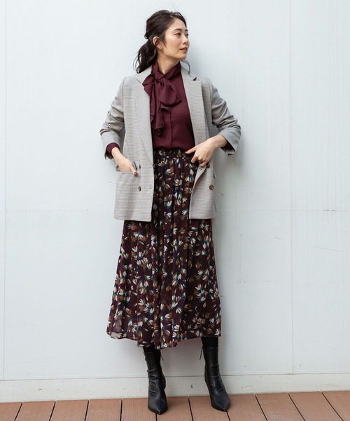 NARACAMICIE(ナラカミーチェ)の「《セットアップ対応》シフォンフラワープリントスカート(スカート・レディース・ネイビー/ブラウン・MEDIUM)」の22枚目の写真