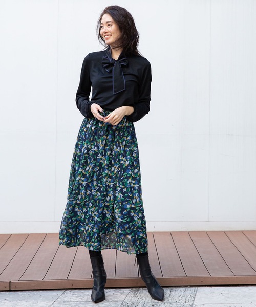 NARACAMICIE(ナラカミーチェ)の「《セットアップ対応》シフォンフラワープリントスカート(スカート・レディース・ネイビー/ブラウン・MEDIUM)」の21枚目の写真