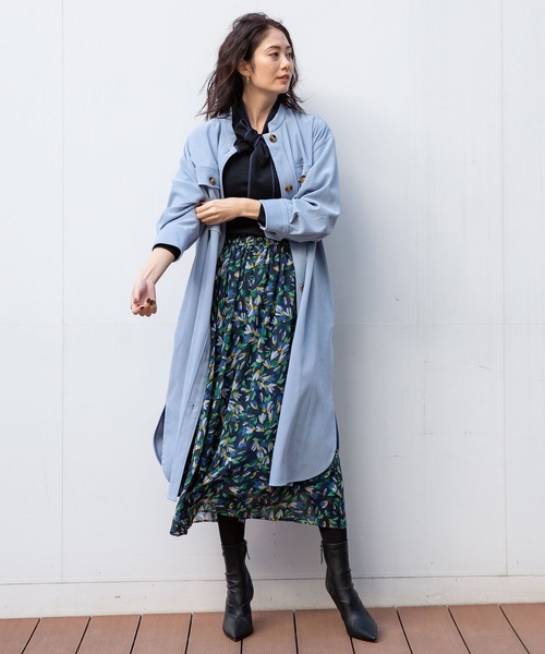 NARACAMICIE(ナラカミーチェ)の「《セットアップ対応》シフォンフラワープリントスカート(スカート・レディース・ネイビー/ブラウン・MEDIUM)」の20枚目の写真