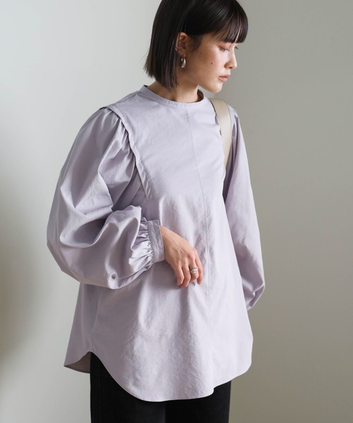 select MOCA(セレクトモカ)の「ノーカラ―ボリューム切替ブラウス(シャツ/ブラウス・レディース・ブラック/オフホワイト/ライトパープル/カーキ/ライトベージュ・FREE)」の5枚目の写真