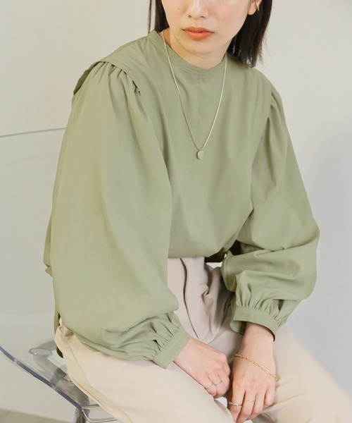 select MOCA(セレクトモカ)の「ノーカラ―ボリューム切替ブラウス(シャツ/ブラウス・レディース・ブラック/オフホワイト/ライトパープル/カーキ/ライトベージュ・FREE)」の16枚目の写真