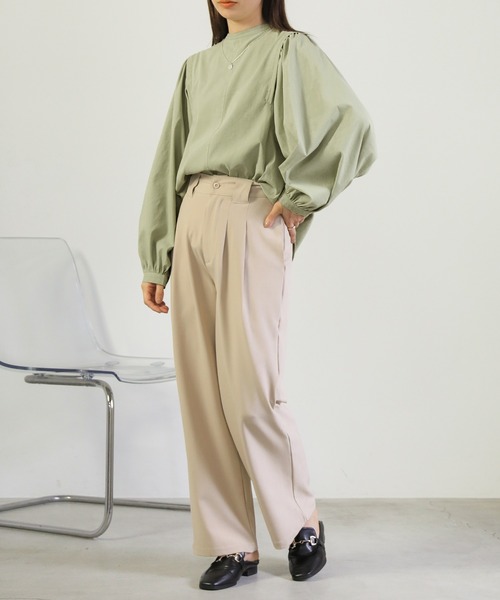 select MOCA(セレクトモカ)の「ノーカラ―ボリューム切替ブラウス(シャツ/ブラウス・レディース・ブラック/オフホワイト/ライトパープル/カーキ/ライトベージュ・FREE)」の15枚目の写真