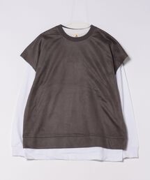 ※セット商品　/ビッグノースリーブアンサンブル - スエードタッチノースリーブ＆ロングスリーブカットソー/