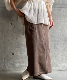 moment+ | 【2021S/S New Arrival】カラーヘビーツイル＆デニムロングタイトスカート(デニムスカート)