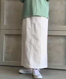 moment+ | 【2021S/S New Arrival】カラーヘビーツイル＆デニムロングタイトスカート(デニムスカート)