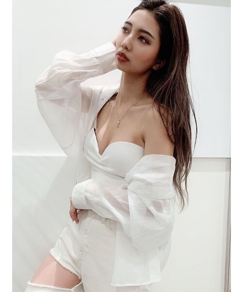 GYDA(ジェイダ)の「リブベアビスチェ(チューブトップ・レディース・ブラック/オフホワイト・FREE)」の16枚目の写真