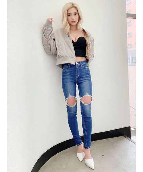 GYDA(ジェイダ)の「リブベアビスチェ(チューブトップ・レディース・ブラック/オフホワイト・FREE)」の19枚目の写真