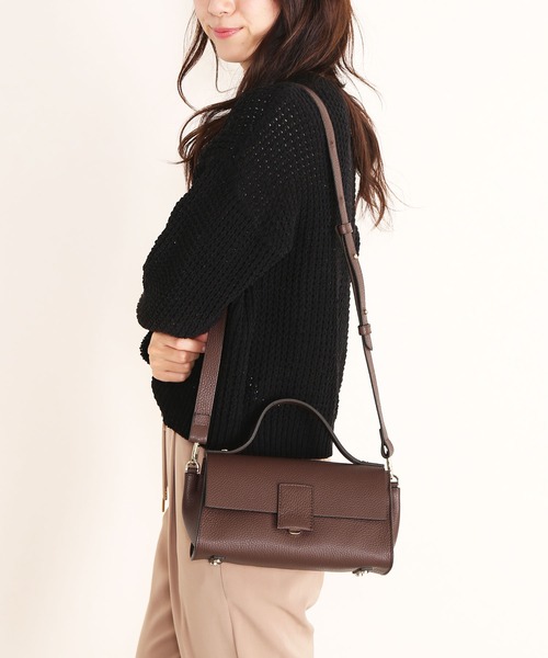 HALEINE（アレンヌ）の「[HALEINE]牛革レザーハンドバッグ（ハンドバッグ・レディース・ライトグレー/ブラック/チョコ/ピンクベージュ/レッド/ライトブラウン/アイボリー/グレー/キャメル・FREE）」の7枚目の写真