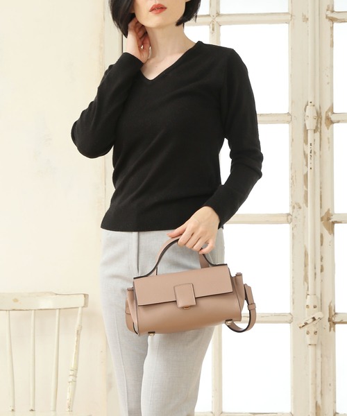 HALEINE（アレンヌ）の「[HALEINE]牛革レザーハンドバッグ（ハンドバッグ・レディース・ライトグレー/ブラック/チョコ/ピンクベージュ/レッド/ライトブラウン/アイボリー/グレー/キャメル・FREE）」の8枚目の写真