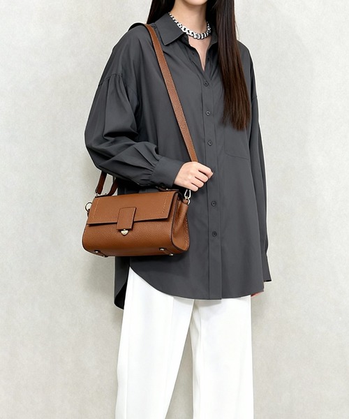 HALEINE（アレンヌ）の「[HALEINE]牛革レザーハンドバッグ（ハンドバッグ・レディース・ライトグレー/ブラック/チョコ/ピンクベージュ/レッド/ライトブラウン/アイボリー/グレー/キャメル・FREE）」の11枚目の写真