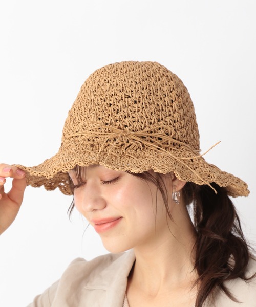 Heather(ヘザー)の「フリルペーパーハット 932609(ハット・レディース・ベージュ/アイボリー・ONE SIZE)」の5枚目の写真