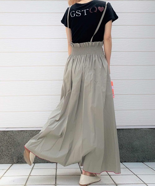 Q（キュー）の「ウエストマークサスペスカート（スカート・レディース・アイボリー/ライトグレー・MEDIUM）」の2枚目の写真
