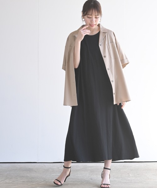 rps(アールピーエス)の「タックフレンチスリーブマキシワンピース(ワンピース・レディース・チャコールグレー/ブラック/モカ・M)」の14枚目の写真
