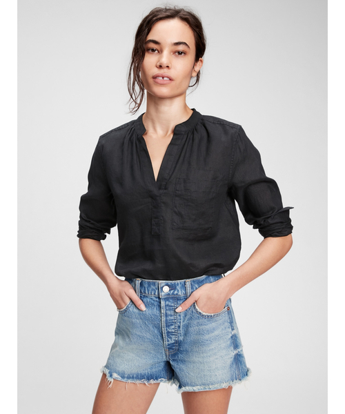 GAP（ギャップ）の「リネンポップオーバーシャツ（シャツ/ブラウス・レディース・ライトグリーン/ブラック/ホワイト・S/XS/M/L/XXS）」の14枚目の写真