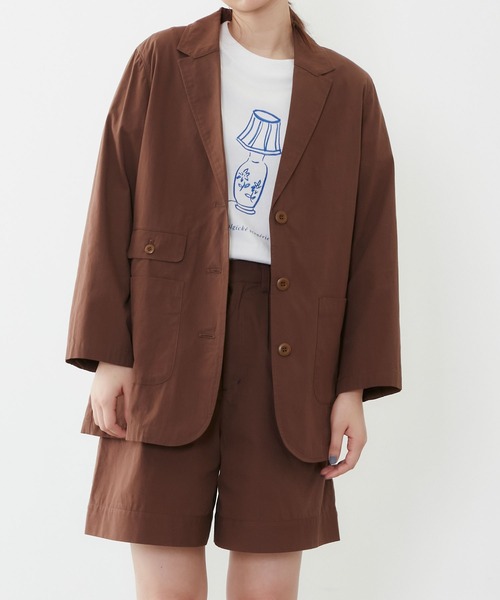POU DOU DOU(プードゥドゥ)の「コットンブレンドテーラードジャケット(ブルゾン・レディース・ブラック/ブラウン/キナリ・3)」の3枚目の写真
