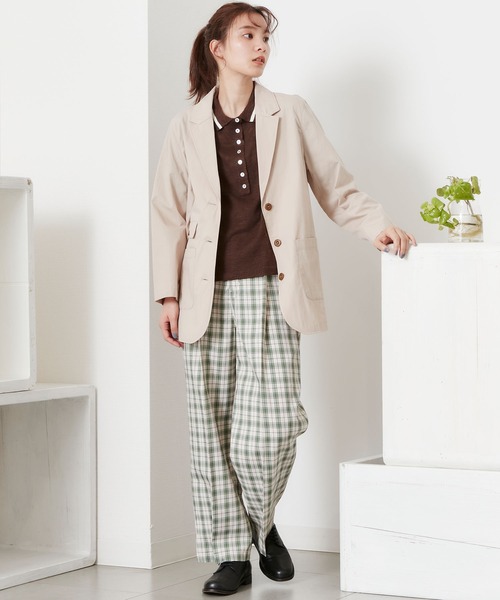 POU DOU DOU(プードゥドゥ)の「コットンブレンドテーラードジャケット(ブルゾン・レディース・ブラック/ブラウン/キナリ・3)」の7枚目の写真