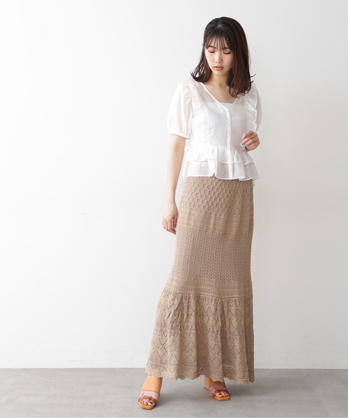 FREE'S MART（フリーズマート）の「◆前後2Wayシアー肩フリル半袖ブラウス（シャツ/ブラウス・レディース・ブラック/ホワイト/グリーン/イエロー・FREE）」の18枚目の写真