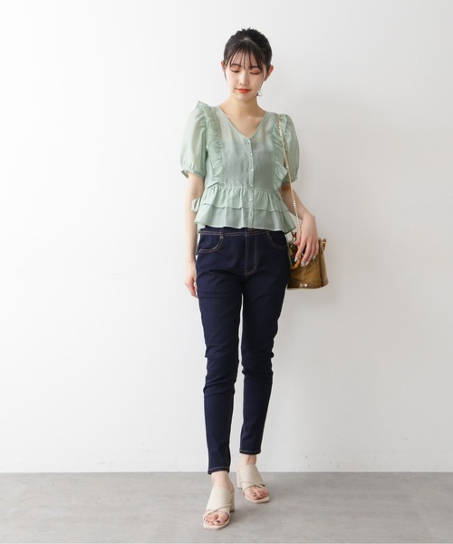 FREE'S MART（フリーズマート）の「◆前後2Wayシアー肩フリル半袖ブラウス（シャツ/ブラウス・レディース・ブラック/ホワイト/グリーン/イエロー・FREE）」の15枚目の写真