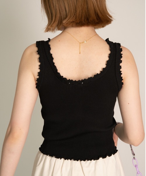 yuue' ( wear )（ユーイ）の「フリルニットタンクトップ（タンクトップ・レディース・ホワイト/ブラック/パープル/カーキ・FREE）」の8枚目の写真