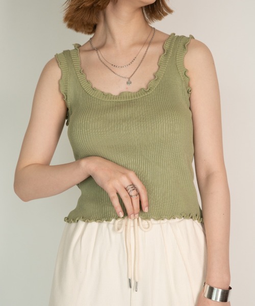 yuue' ( wear )（ユーイ）の「フリルニットタンクトップ（タンクトップ・レディース・ホワイト/ブラック/パープル/カーキ・FREE）」の14枚目の写真