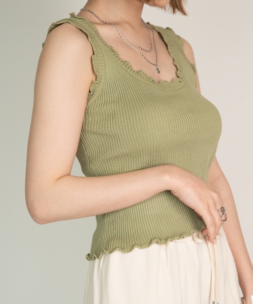 yuue' ( wear )（ユーイ）の「フリルニットタンクトップ（タンクトップ・レディース・ホワイト/ブラック/パープル/カーキ・FREE）」の15枚目の写真