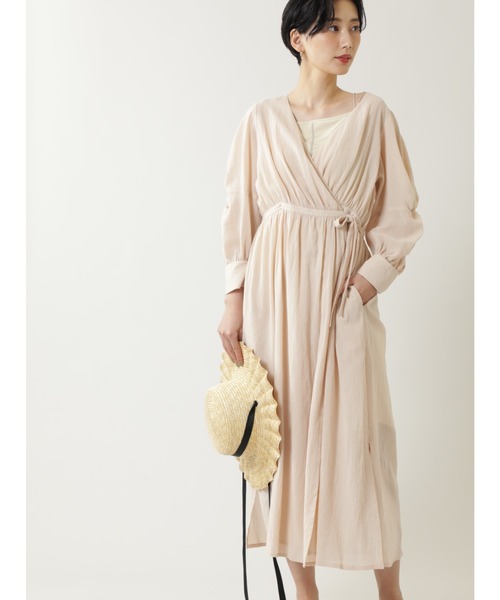 ROSE BUD(ローズバッド)の「カシュクールガウン(ノーカラーコート・レディース・ベージュ/ブラウン・FREE)」の2枚目の写真