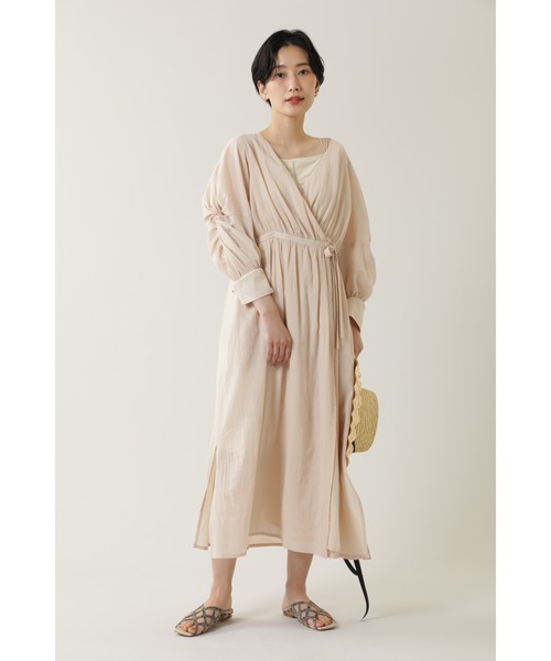 ROSE BUD(ローズバッド)の「カシュクールガウン(ノーカラーコート・レディース・ベージュ/ブラウン・FREE)」の5枚目の写真