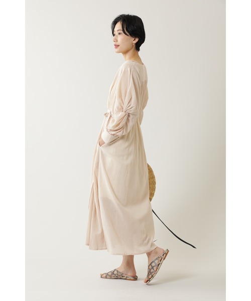 ROSE BUD(ローズバッド)の「カシュクールガウン(ノーカラーコート・レディース・ベージュ/ブラウン・FREE)」の6枚目の写真