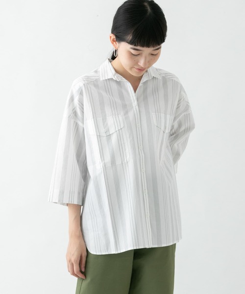 WORK NOT WORK URBAN RESEARCH（ワークノットワークアーバンリサーチ）の「スーピマコットンタイプライタービッグシャツ∴（シャツ/ブラウス・レディース・ストライプ/チェック・FREE）」の13枚目の写真