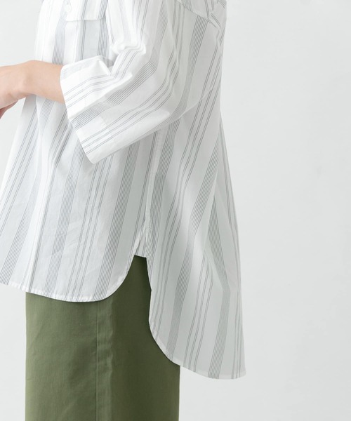 WORK NOT WORK URBAN RESEARCH（ワークノットワークアーバンリサーチ）の「スーピマコットンタイプライタービッグシャツ∴（シャツ/ブラウス・レディース・ストライプ/チェック・FREE）」の5枚目の写真