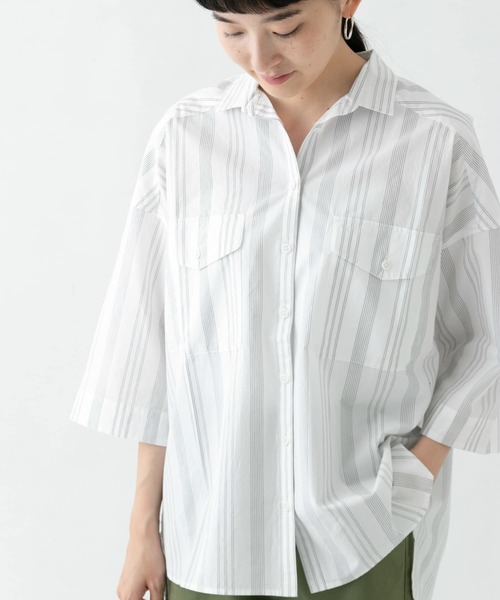 WORK NOT WORK URBAN RESEARCH（ワークノットワークアーバンリサーチ）の「スーピマコットンタイプライタービッグシャツ∴（シャツ/ブラウス・レディース・ストライプ/チェック・FREE）」の16枚目の写真