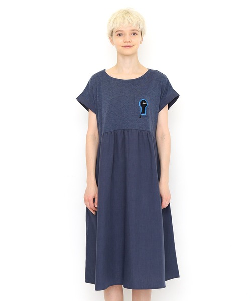 セール キーホールビューティフルシャドー ギャザーワンピース ヘザーネイビー ワンピース Design Tshirts Store Graniph デザイン ティーシャツ ストア グラニフ のファッション通販 Zozotown