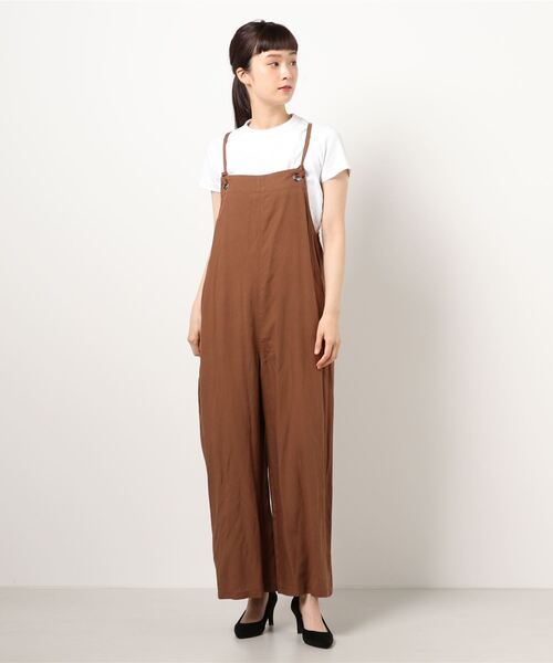 リヨセル麻フラワータンブル刺しゅうサロペット