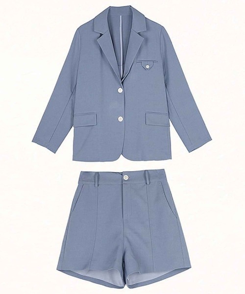 meJane（ミージェーン）の「テーラードジャケット&ショートパンツセットアップ【ZOZOTOWN限定】（セットアップ・レディース・ブルー/アイボリー・S/M）」の12枚目の写真