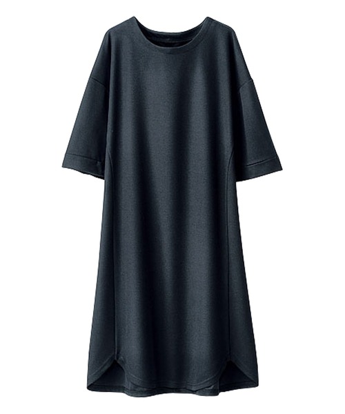 BELLUNA PLUS（ベルーナ）の「かのこ素材切替デザインワンピース（ワンピース・レディース・ブラック/ベージュ/カーキ/ターコイズブルー/レンガ・MEDIUM/LARGE/X-LARGE）」の2枚目の写真