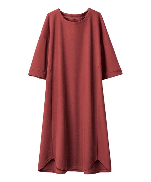 BELLUNA PLUS（ベルーナ）の「かのこ素材切替デザインワンピース（ワンピース・レディース・ブラック/ベージュ/カーキ/ターコイズブルー/レンガ・MEDIUM/LARGE/X-LARGE）」の10枚目の写真