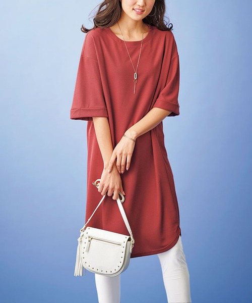 BELLUNA PLUS（ベルーナ）の「かのこ素材切替デザインワンピース（ワンピース・レディース・ブラック/ベージュ/カーキ/ターコイズブルー/レンガ・MEDIUM/LARGE/X-LARGE）」の15枚目の写真