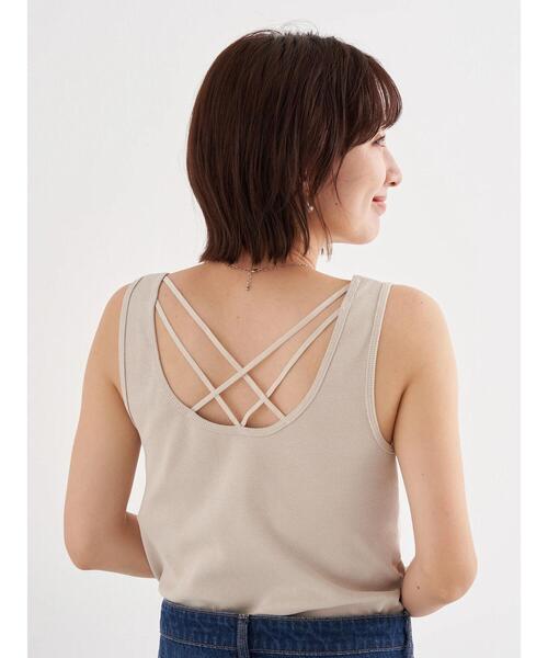 earth music&ecology(アースミュージックアンドエコロジー)の「バッククロスタンクトップ *(タンクトップ・レディース・アイボリー/ブラック/ライトベージュ/モカ・S/M)」の7枚目の写真