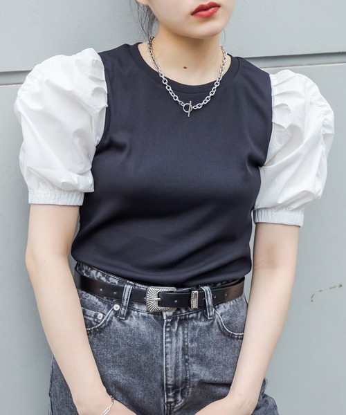 RASVOA(ラスボア)の「ジゴスリーブトップス(Tシャツ/カットソー・レディース・ブルー/ブラック・FREE)」の10枚目の写真